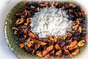 Moroccan Tanzia - A festive Moroccan dried fruit stew for couscous or rice.