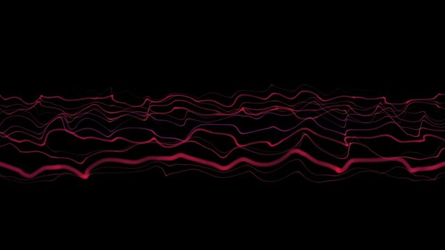 Abstract animation of movement red strings on black background