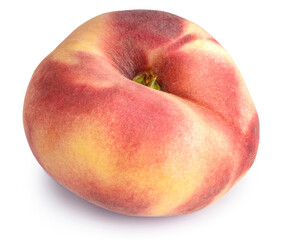 Donut peach fruit isolated on white background, Fresh White Peach on White Background (With clipping path)