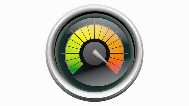 Animation d'un jauge avec d&eacute;placement de l'aiguille dans la zone rouge (fond blanc, transparence et couche alpha)