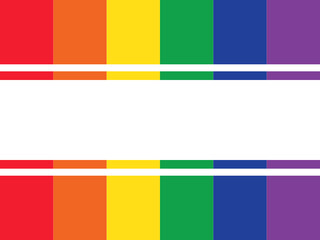 LGBTQ rainbow flag with white rectangle space