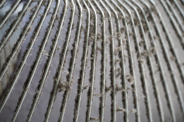 dust on the old fan at interior of house, concept of clearing and dirty and dust.  