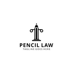 Illustration law firm pillar symbol design with pen write sign logo template