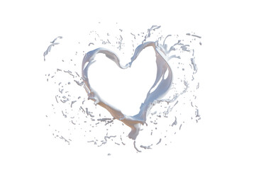 
heart of water splashes close up