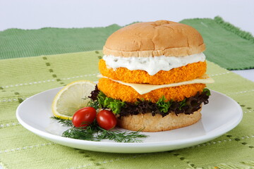 hamburger with salad