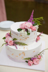 A beautiful dessert for the holiday. The wedding cake.