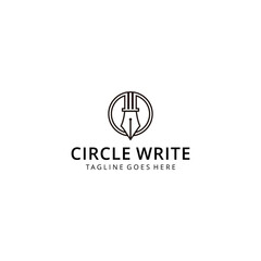 Illustration modern pen sign connect with circle logo design icon template