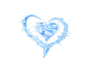 
heart of water splashes close up