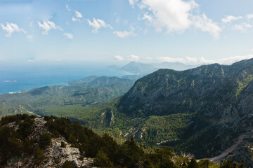 Fototapeta premium Viewpoint from the top of Tahtali mountain at Olympos national park in Turkey