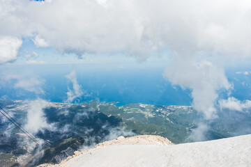 Viewpoint from the top of Tahtali mountain at Olympos national park in Turkey