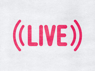 Live stream icon on paper background, Broadcast video symbol