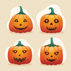 Halloween pumpkin head collection vector