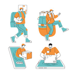 Male Delivery Service Officer On Duty  Character Set