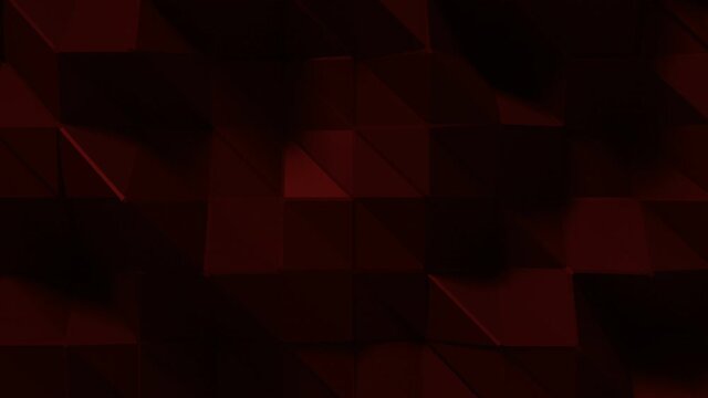 Abstract Polygonal Geometric Surface Loop 9 Dark Red: dark clean soft low poly motion background of shifting obscure shadowy deep ruby red triangles. Abstract poly background. 4K 