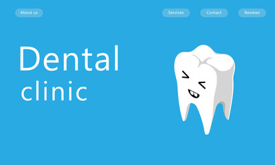Isometric tooth. Dental clinic landing page