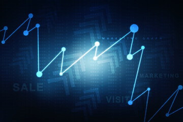 2d rendering Stock market online business concept. business Graph 