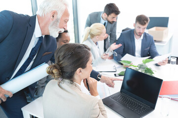 Business people discussing work at office meeting