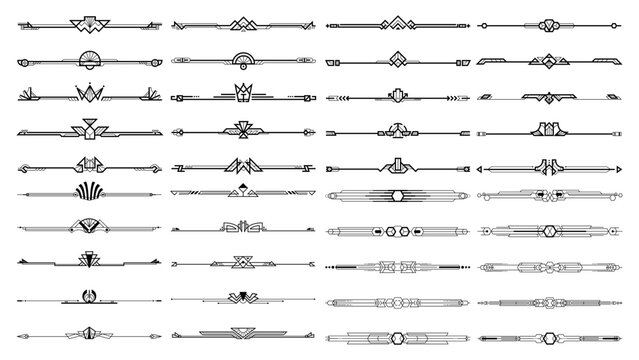 Set of Art deco calligraphic page dividers.