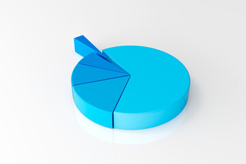 Empty blue 3D pie chart whit white background