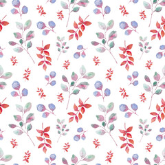 Watercolor color leaves seamless pattern. Watercolor fabric. Repeat leaves. Use for design invitations, birthdays, weddings