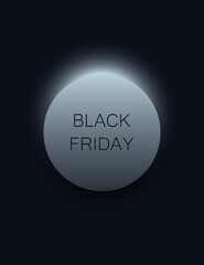 Black Friday vector banner or poster with modern dark 3D geometry design, neon light. Discount, special offers promotion