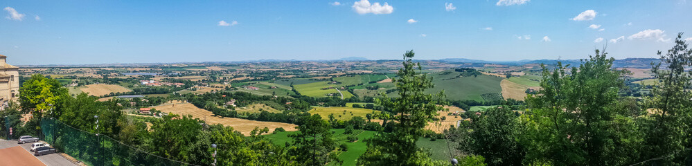 Ultra wide view of the hill of the Marche land from Cingoli