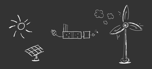 Wasserstoff Zeichnung Skizze Tafel Strom Energie