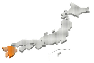 ドット日本地図3D（九州地方）