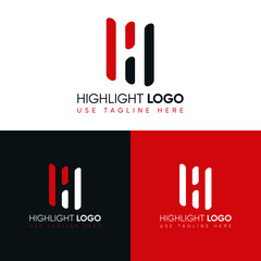 Negative Space H Letter Logo Design Vector Template