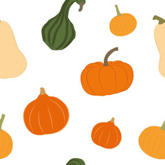 seamless pattern autumn pumpkin set isolated on white vector illustration EPS10
