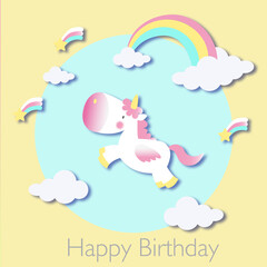 birthday greetings with unicorn