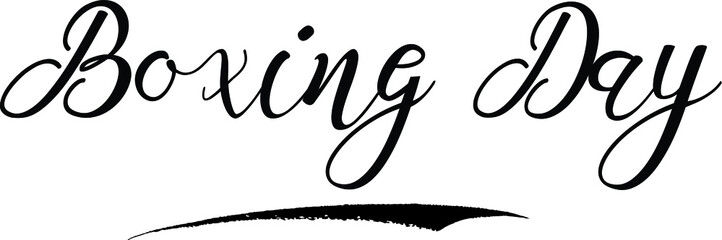 Boxing Day Handwritten calligraphy Black Color Text On 
White Background