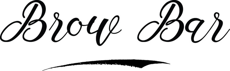 Brow Bar Handwritten calligraphy Black Color Text On 
White Background