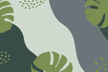 Fototapeta premium Abstract hand draw pattern with monstera leaves