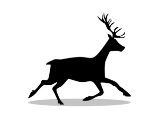 silhouette of deer isolated on white background. Vector illustration