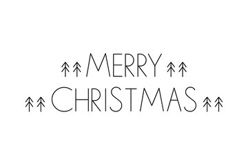 Merry Christmas inscription minimal style with christmas tree
