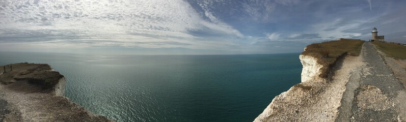 Panoramic view of the Seven Sisters cliffs