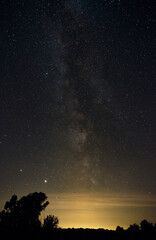 Fototapeta na wymiar Landscape with the milky way and stars.