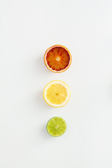 red orange, lemon and lime