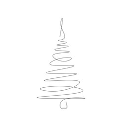 Fototapeta na wymiar Christmas tree line drawing. Vector illustration