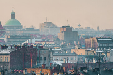 Katowice cityscape rooftops, Poland