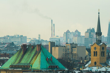 Katowice cityscape rooftops, Poland