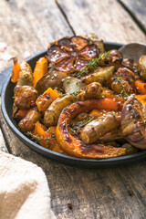 Fried Jerusalem artichoke with pumpkin  and seasonings