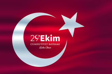 29 Ekim Cumhuriyet Bayrami kutlu olsun, Republic Day in Turkey. Translation: Happy 29 October Turkey Republic Day. Vector illustration, poster, celebration card, graphic, post and story design.