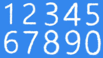 cloud shape of number on blue background