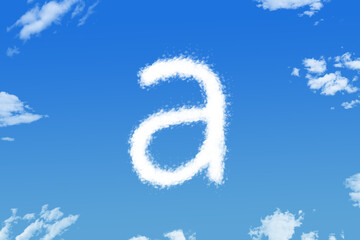 Letter a cloud shape on blue sky