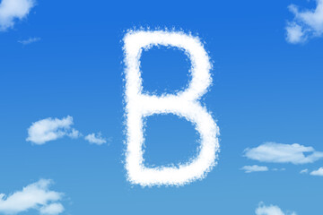 Fototapeta premium Letter B cloud shape on blue sky