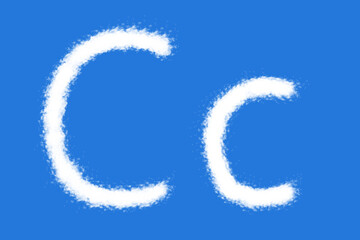 Cloud C alphabet shape on blue background