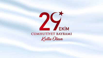 29 Ekim Cumhuriyet Bayrami kutlu olsun, Republic Day in Turkey. Translation: Happy 29 October Turkey Republic Day. Vector illustration, poster, celebration card, graphic, post and story design.