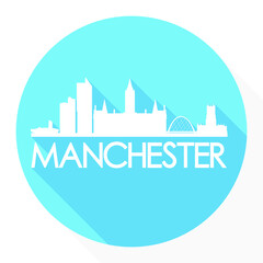 Manchester United Kingdom Flat Icon Skyline Silhouette Design City Vector Art Logo.